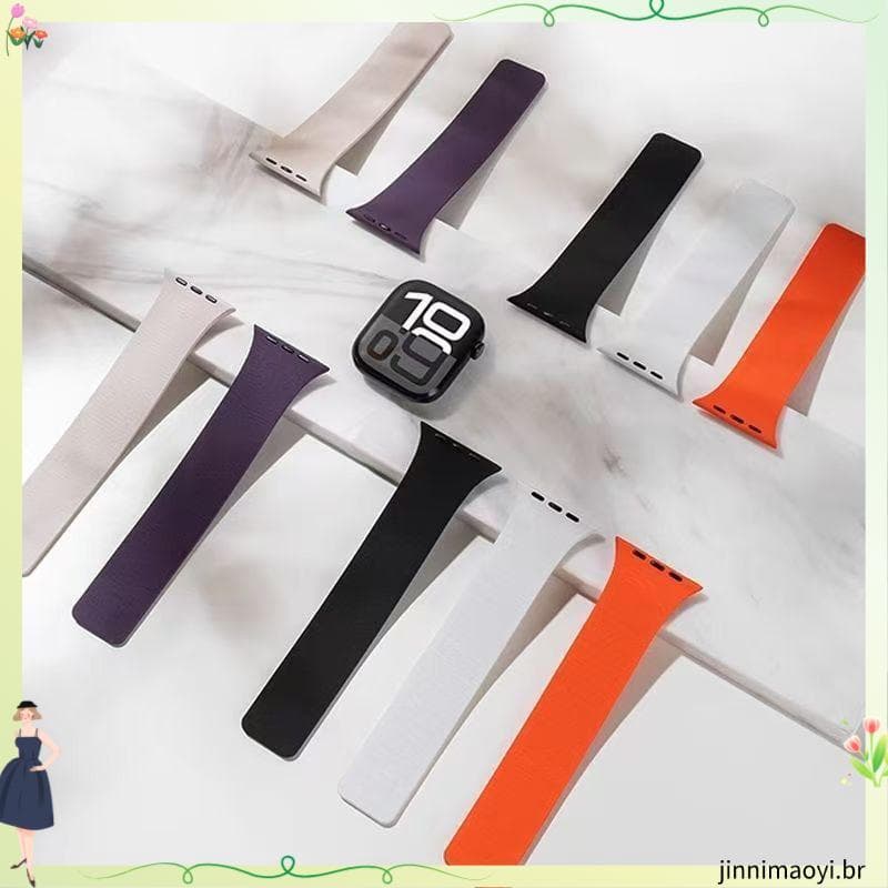 Adequado para iwatch10 Apple Watch pulseira lichia padrão magnético Silicone Applewatch98 masculino ultra minimalista