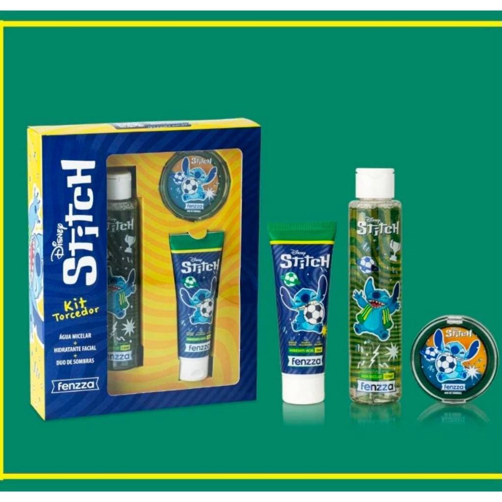 Kit Torcedor Disney Stitch Fenzza – Água Micelar + Hidratante Facial + Duo de Sombras Brasil