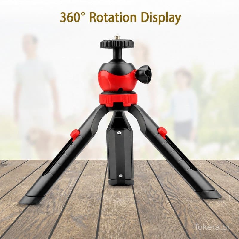 Suporte de Tripé Extensível para Telefone, Tripé de Mesa de 2 Níveis com Cabeça Esférica 3D para DSLR, Smartphone, Vídeo