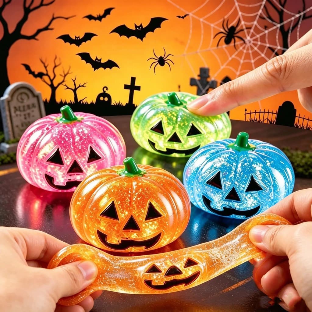 Brinquedo macio de abóbora de Halloween, bola de ponta do dedo para alívio do estresse de recuperação lenta, adequado pa