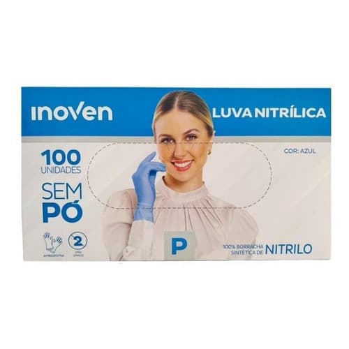 Luvas Nitrílicas Antiderrapantes Inoven Azul Tamanho P 100 Unidades