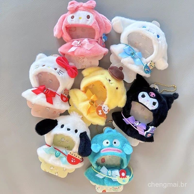 Novo Sanrio Hello Kitty Kuromi Melody Cinnamoroll 10cm Doll Clothes Plush Acessórios Para Bonecas De Pelúcia Presentes C
