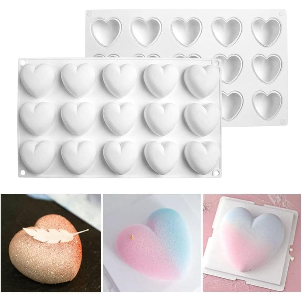 mostsom 15 Moldes de Silicone em Forma de Coração para Bolo e Chocolate, Forma de Silicone para Assar, para Bolo DIY, Mo
