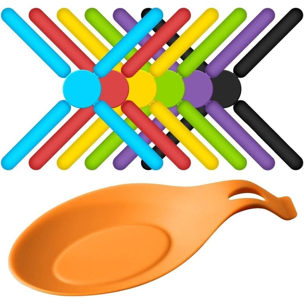 SourceTon Conjunto de 6 Descansos de Silicone Antiderrapantes e Dobráveis em Cores Bonitas, Suporte para Panelas de Sili