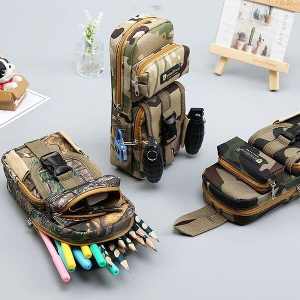 | 【pencil case】 | ♬Comer frango lápis caso meninos estudantes do ensino fundamental camuflagem de alto valor zíper lápis