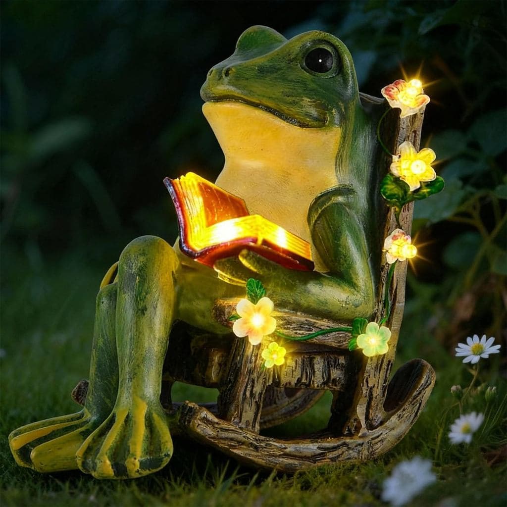 Estátuas de Sapo em Miniatura Solar para Jardim - Decorações de Natal, Estátuas de Sapo Decorativas, Luzes Artísticas pa