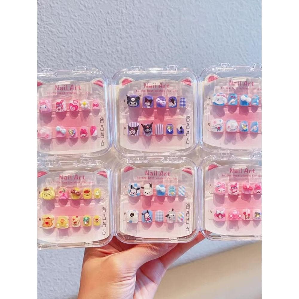 Adesivos de Manicure meninas crianças 3d tridimensional em relevo conjunto de unhas vestíveis bebê bonito dos desenhos a