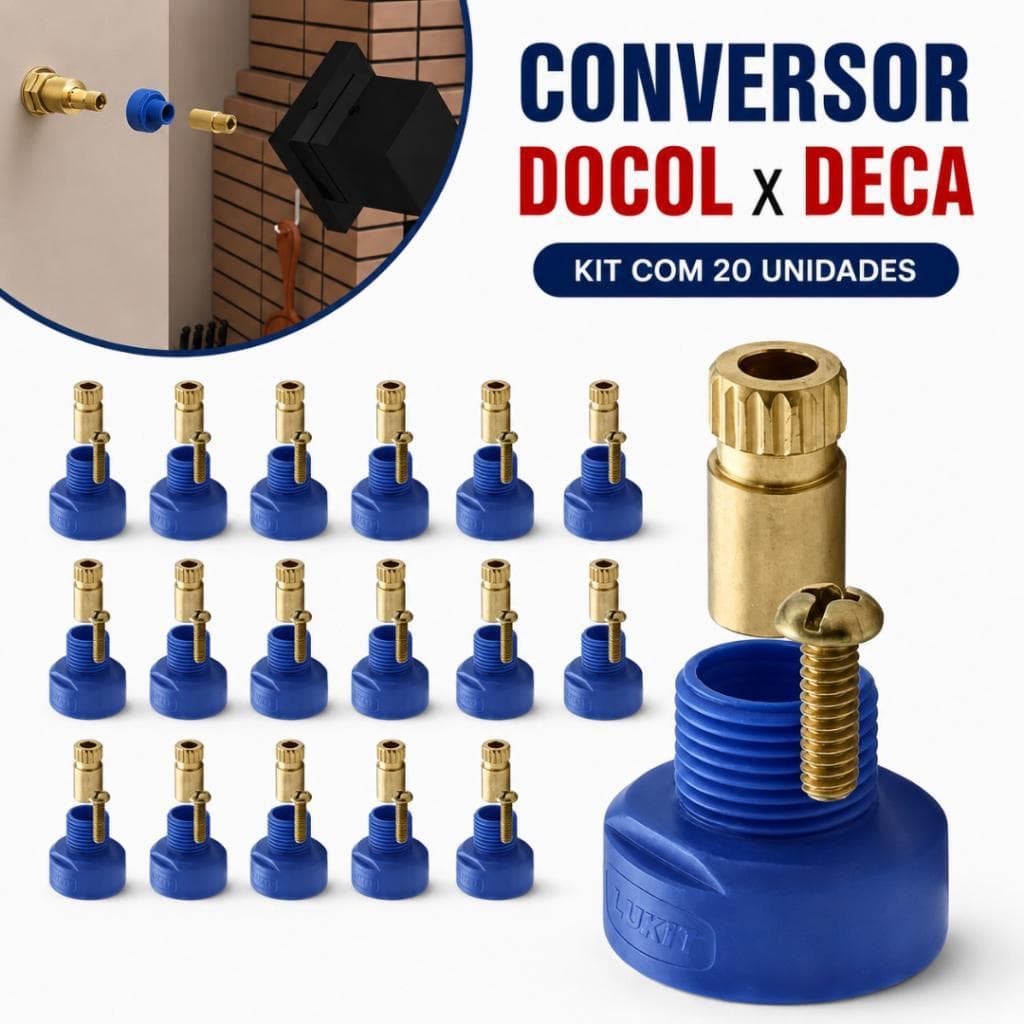 Kit 20 conversor de Registro de Banheiro Converte Registro Docol em Deca