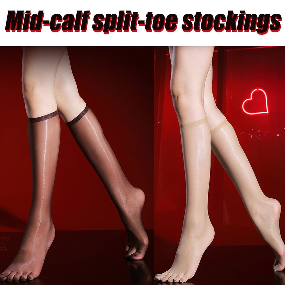 Ultra Fino Brilhante Meados De Bezerro Split Toe Collants Transparente Feminino Meia Perna Meias