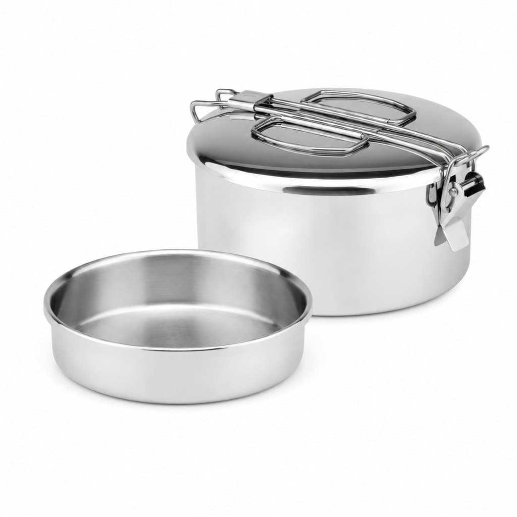 Marmita Inox 304 280ml Portátil Com Bandeja Interna Removível Refeições