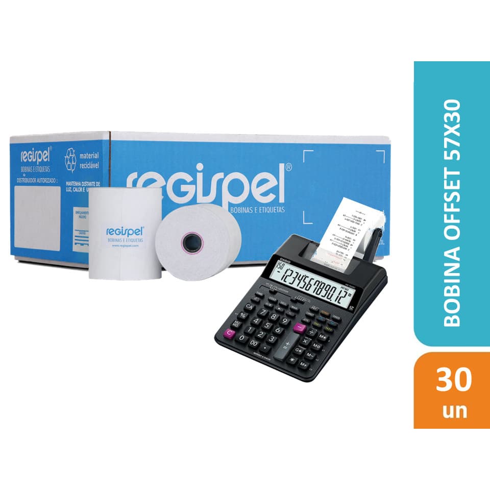 90 Bobinas Offset 57x30 Branca Para Calculadora Branco
