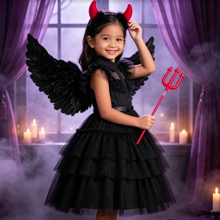Vestido Preto Para Crianças Menina Moda Elegante Formal Princesa Traje De Halloween 3-12 Anos De Idade De Festa Roupas D