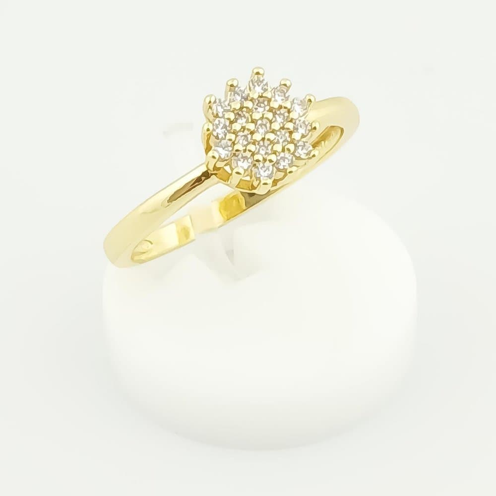Anel Chuveirinho Flor Cravejado Banhado a Ouro 18k 22