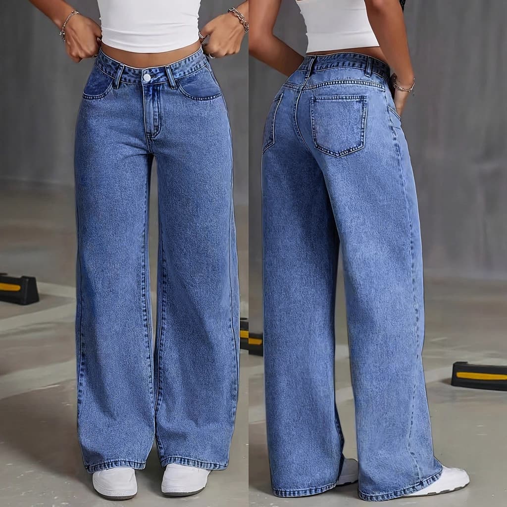 Calças jeans femininas, estilo doce e ousado, cintura alta, tamanho grande, calças retas soltas, calças casuais. TBEW