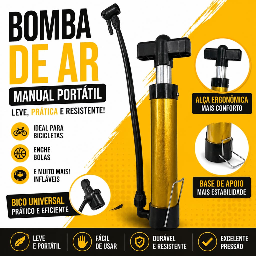 Bomba de Ar Manual Portátil Bicicleta Bola Infláveis