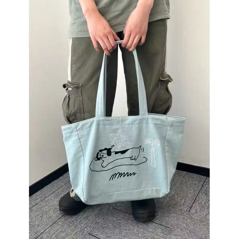 Sacola De Lona Azul De Alta Qualidade , Bolsa De Ombro Único De Grande Capacidade Nas Axilas