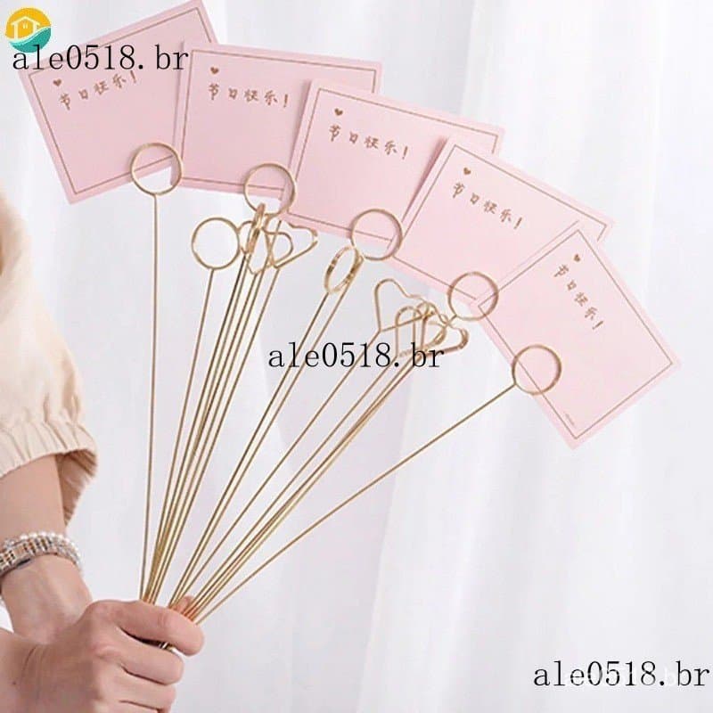 20Pcs Porta-Cartões De Felicitações DIY Elegante Coração/Forma Redonda Notas Metálicas Clipes Para Festa De Casamento Em