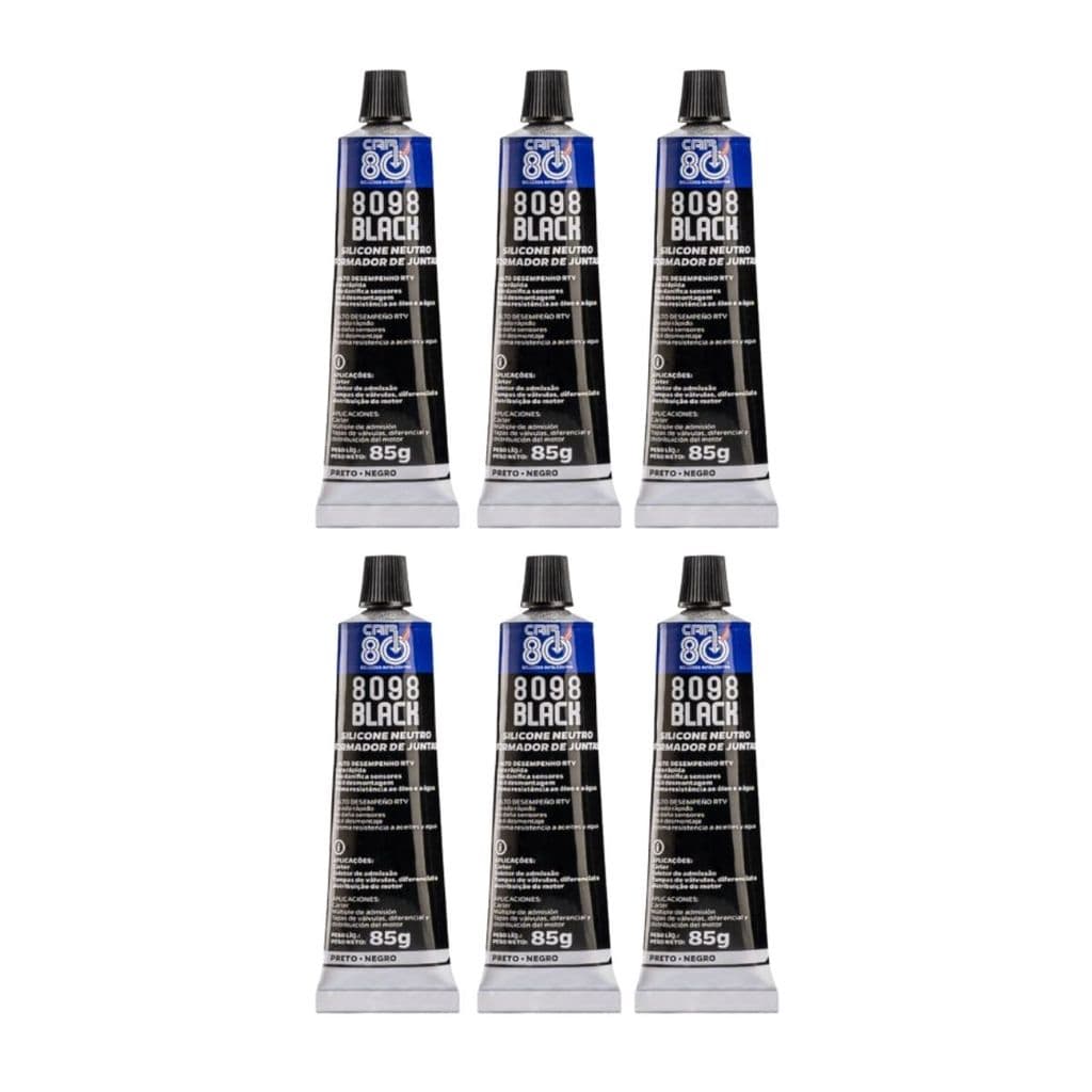 6 Silicone Neutro Formador De Juntas Black Car80 8098 85g Alta Temperatura