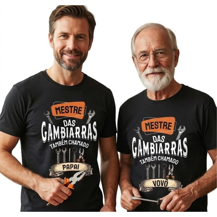 Camiseta Vovô e Papai Dia dos Pais Fofa Engraçada Cómica Trabalhador Gambiarra 100% Algodão Tecido Premium Top