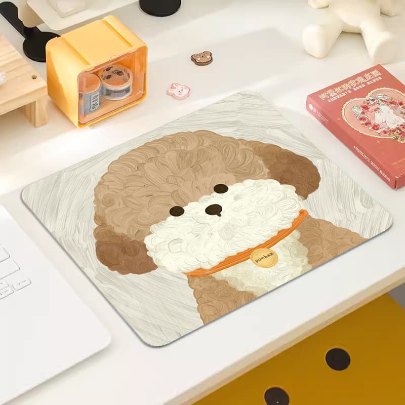 Mouse Pad de Cachorrinho Fofo em Estilo Cartoon, Tapete para Mesa de Computador, Tapete de Jogo Antiderrapante c
