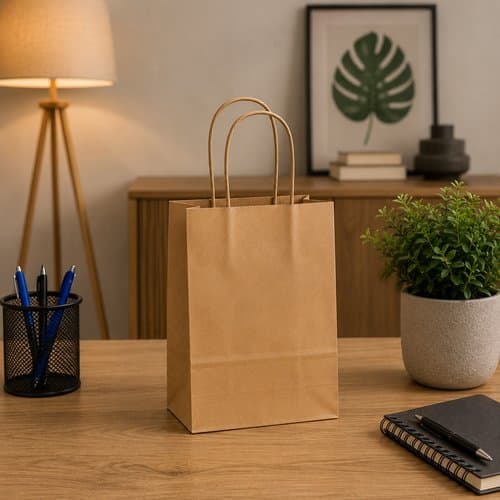 Kit 10 Sacolas Kraft Tamanho Medio Sacola Eco Reforcada Parda Personalizavel