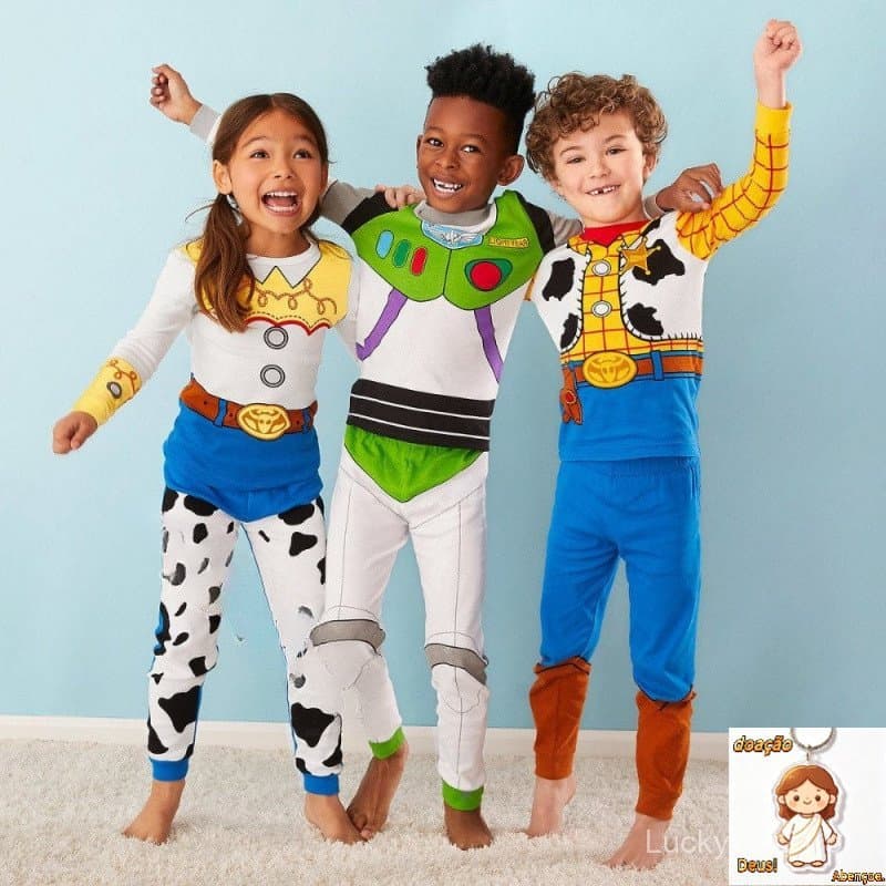 Crianças Primavera Toy Story Pijamas Menino Dos Desenhos Animados Buzz Lightyear/Woody Cosplay Clothes 2 Peça 2-7 Anos