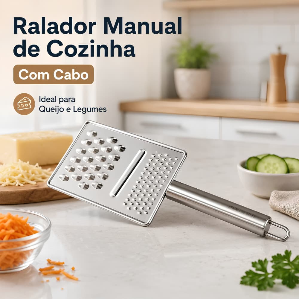 Ralador de Queijo Inox Manual Multiuso Ralador de Legumes Chocolate Frutas Cozinha Resistente com Cabo