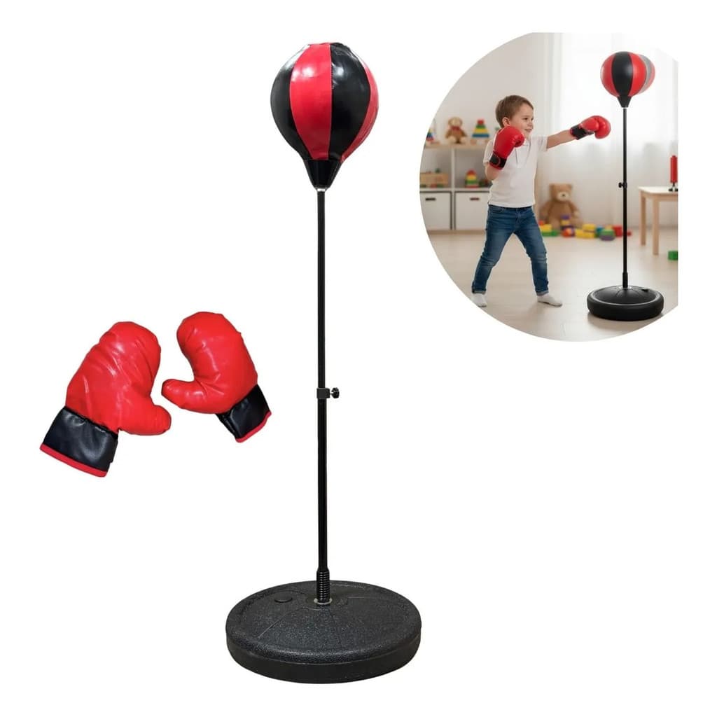 Saco De Pancadas Infantil Bola De Boxe Reacao Ajustavel 135cm Luvas Inmetro