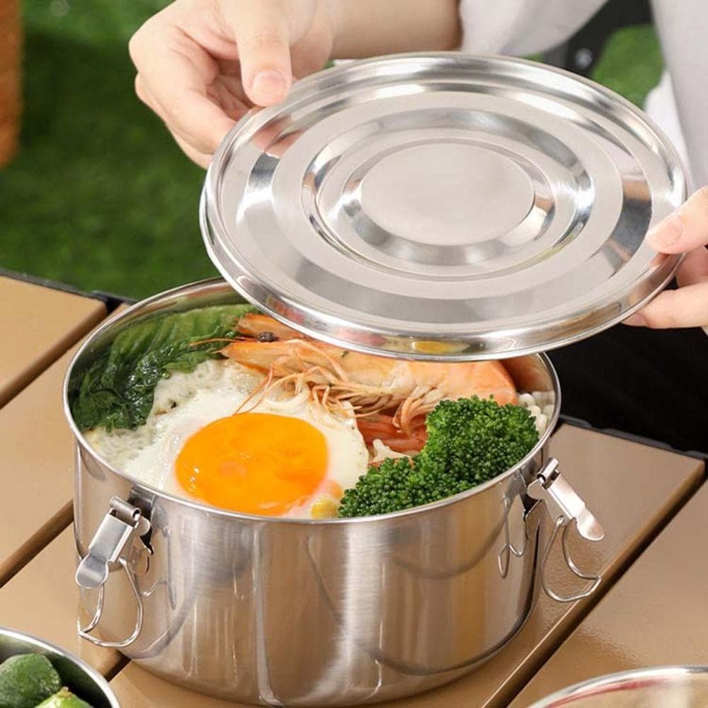 Caixa De Manutenção Fresca , Com Fivela Redonda Lancheira Coreana , Armazenamento De Alimentos Inquebrável De Aço Inoxid