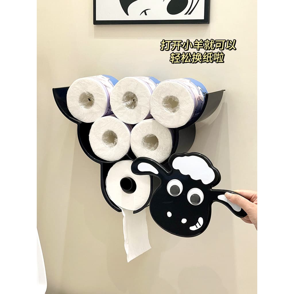 Suporte de tecido criativo dos desenhos animados toalete banheiro perfuração-livre parede pendurado à prova dwaterproof