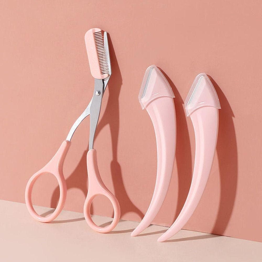 Tesoura De Sobrancelha Com Pente , Navalha Facial , Acessórios Cosméticos , Cortador , Beleza , Corte Feminino