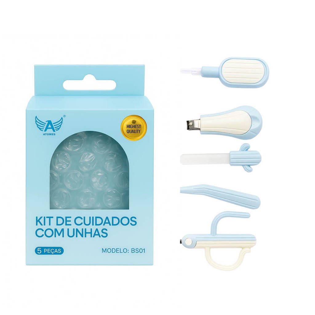 Kit Cuidados Higiene para Bebês com Estojo Azul 5 Peças