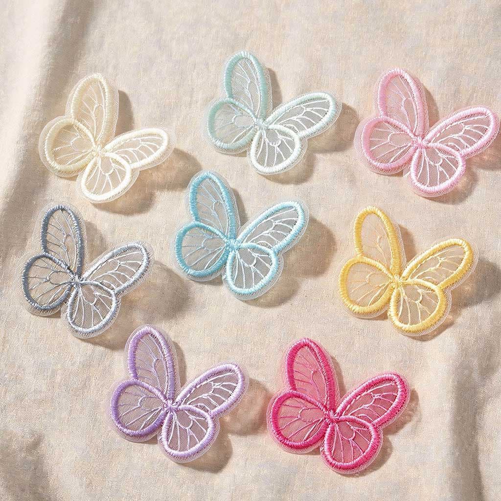 (60 Peças/Pacote) 4.3 * 4cm Bordado Borboleta Fio Material Malha Artesanato Roupas Artesanais Cartões Decoração De Tecid