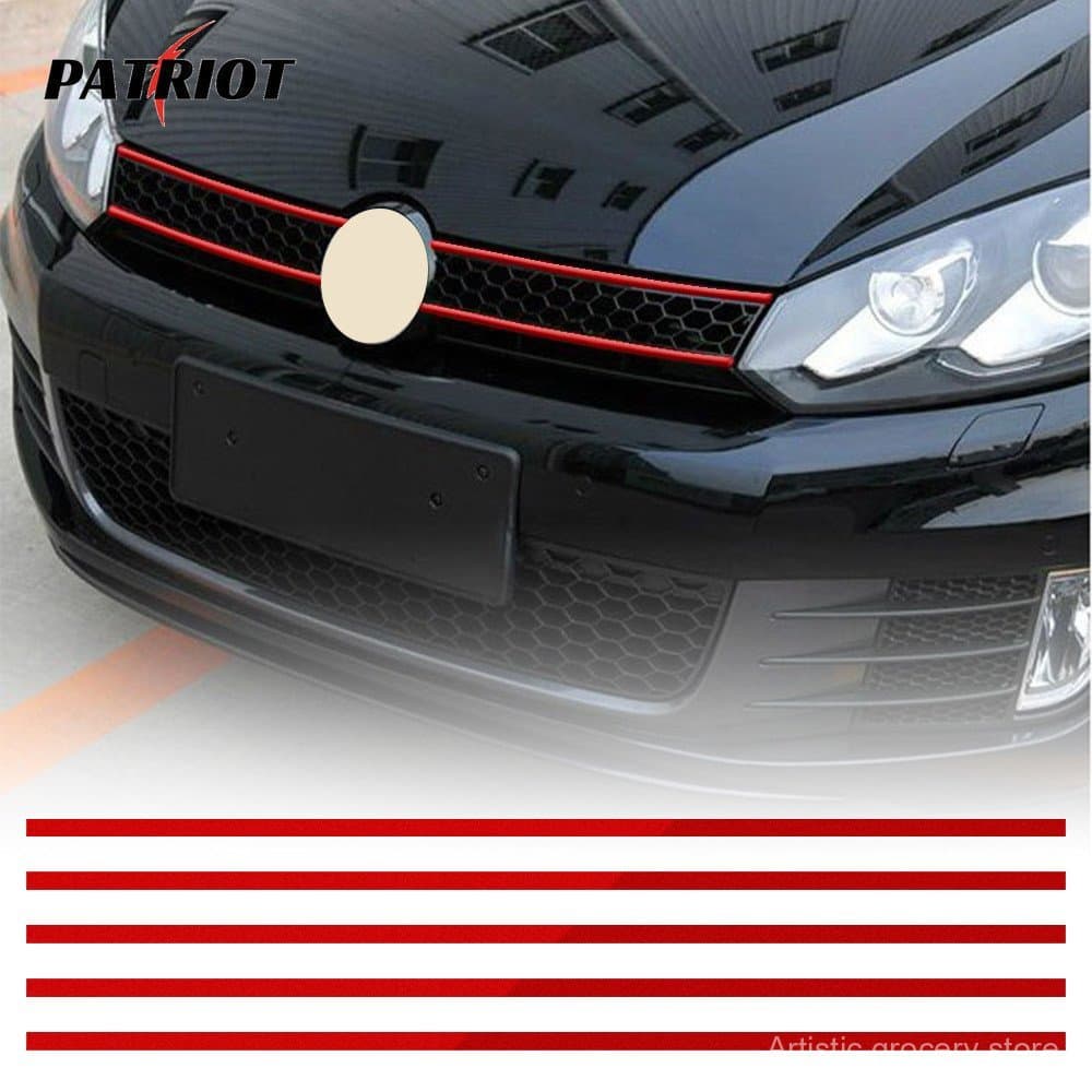 Conjunto de 5 peças para decoração exterior de carro/Fita decorativa para grade do capô dianteiro/Adesivo refletivo verm