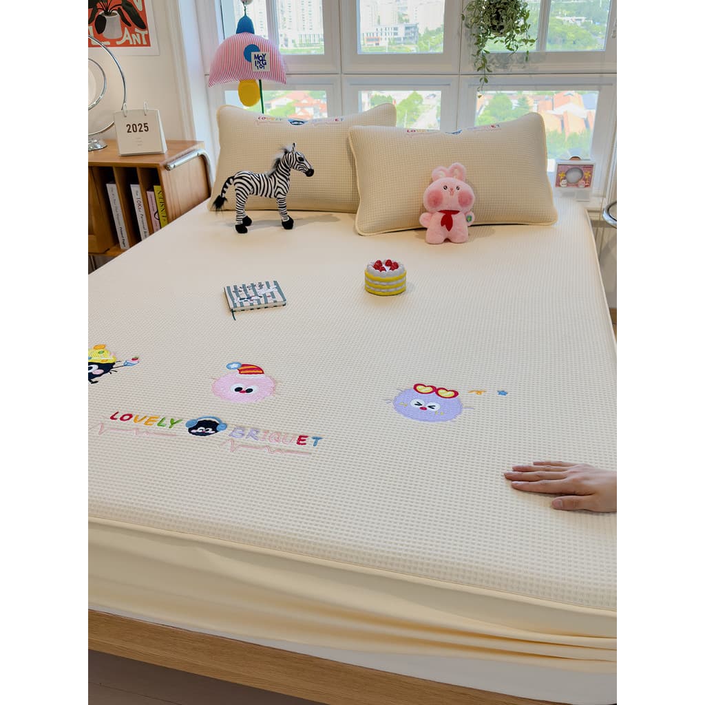 Lençol Waffle de peça única acolchoado estilo colcha lençol quatro estações Universal com tudo incluído capa de cama col