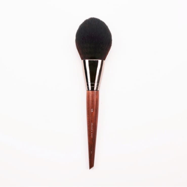 MUF MUF#128 Escova de base precisa, escova de pó prensado, escova de pó solto pontiaguda, cabo de fibra, cabelo
