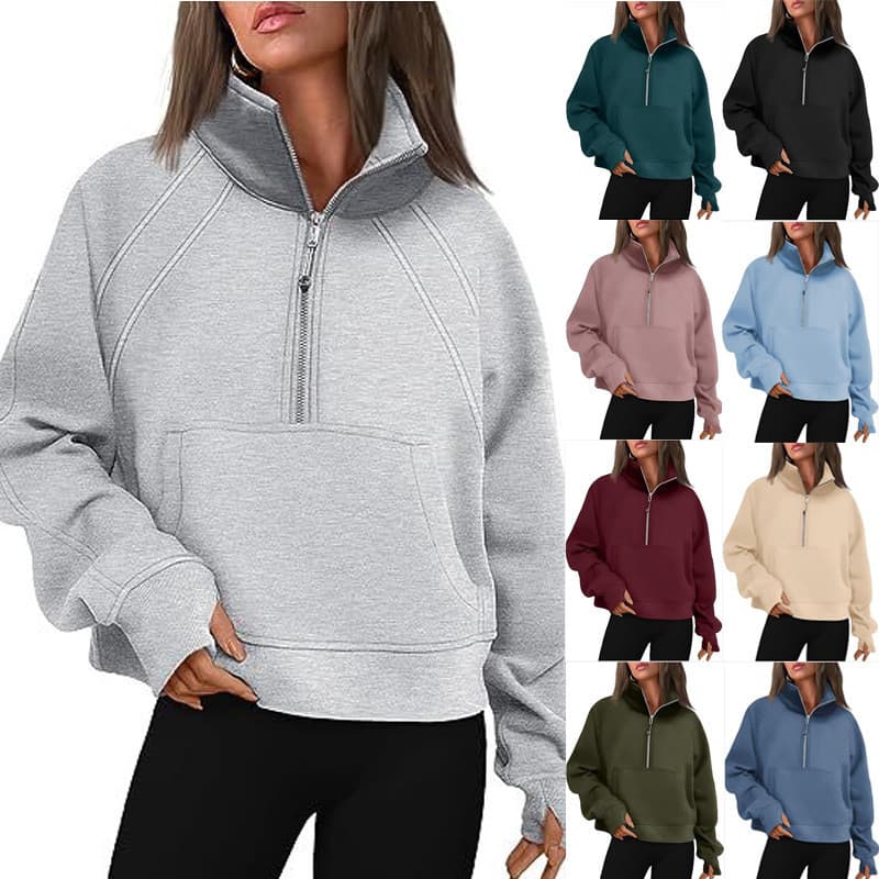 Outono/Inverno 2026, Moda Feminina Europeia e Americana para Comércio Exterior, Moletom de Manga Longa com Gola Alta e M