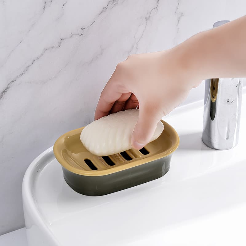Novo estilo caixa de sabão lavanderia caixa de sabão de plástico sem tampa com suporte inferior dreno caixa de sabão gra