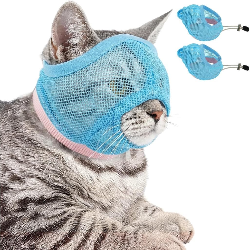 Pezluxe 2 peças de Focinheira para Gatos para Higiene e Corte de Unhas, Focinheiras de Malha Respirável para Prevenir Mo