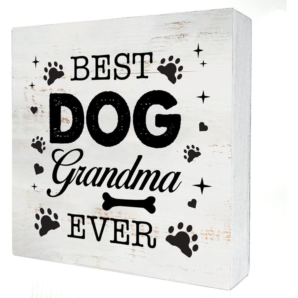 Placa de Madeira "A Melhor Vovó de Cães de Sempre" para Decoração de Casa, Rústica, para Amantes de Cães, Placa de Madei