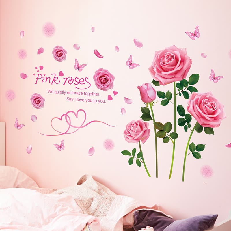 3D tridimensional adesivos de parede quarto cabeceira decoração da parede auto-adesivo papel de parede menina coração fl