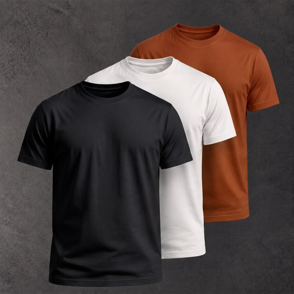 Conjunto 3 Camisetas Básicas Lisas Kit Camisa Masculina Algodão Premium Confortável Casual
