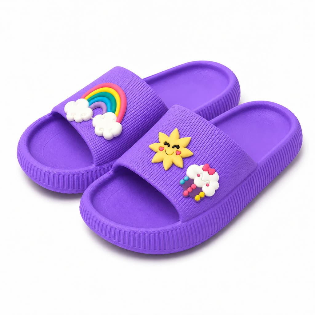 Chinelo Sandália Nuvem Slide Arco-Íris Infantil Adulto Leve Confortável Kawaii Promoção