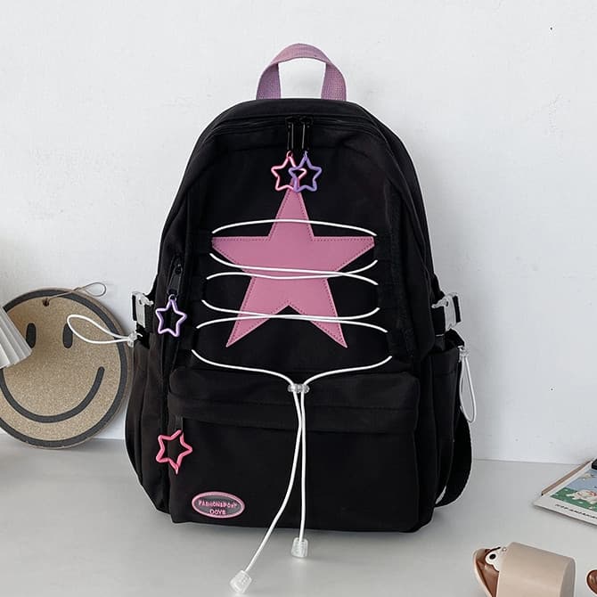 Mochila escolar / Mochila grande para senhoras / Mochila de viagem multifuncional / Mochila de nylon feminina QQTF