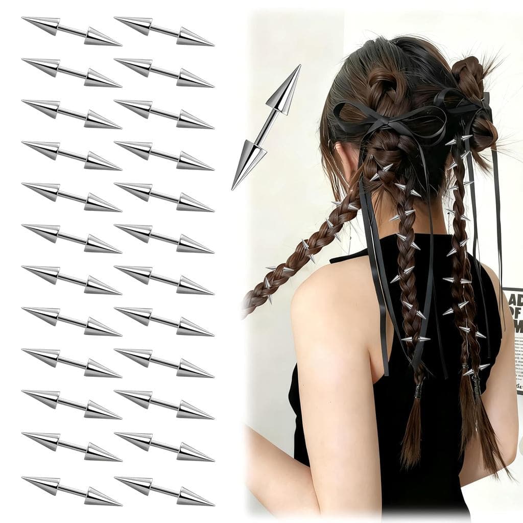 25 Peças De Grampos De Cabelo Góticos Para Mulheres , Acessórios De Metal Com Pontas Punk Estilo Emo/Clipe Grunge Y2K ,