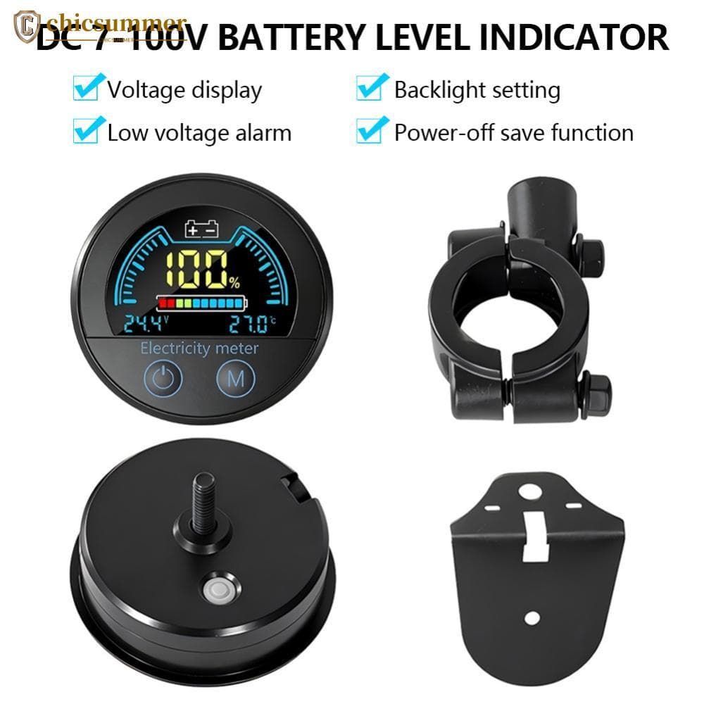 CHICSUMMER DC 7-100V Voltímetro Digital Redondo Testador De Tensão De 2 Fios Indicador De Nível De Bateria Capacidade Un