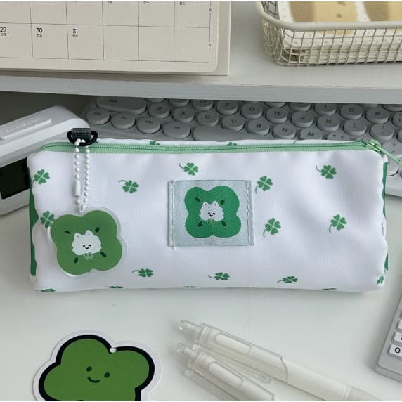 Ins Novo estilo Lucky Four-Leaf Clover Pencil Case Simples Caixa de papelaria de alto valor Multifuncional Bolsa de arma