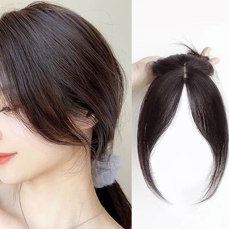 QUICKR Natural Franja Toppers Postiços Para Cobrir Perda Branca Cabelo Substituição Peruca Preta