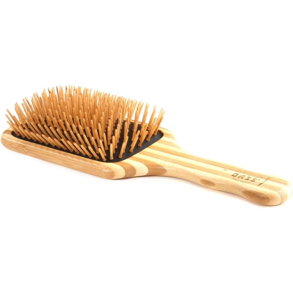 Escova de cabelo quadrada grande, escova de cabelo com cabo de bambu para desembaraçar e modelar, escova de cabelo de ma