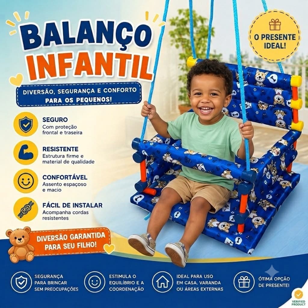 Balanço De Madeira Infantil Para Crianças Com Lindos Tecidos Desenhados